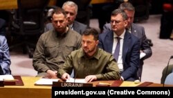 Президент Украины Владимир Зеленский во время выступления на заседании Совета безопасности ООН, 20 сентября 2023 года