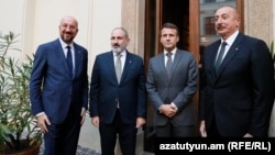 Armenia/Czech Republic-Meeting of Armenian Prime Minister Nikol Pashinyan, Azerbaijani President Ilham Aliyev, French President Emmanuel Macron and European Commission President Charles Michel in Prague,6Oct,2022
