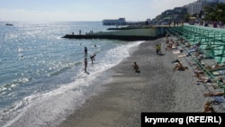 Пляж в Алуште, Крым 