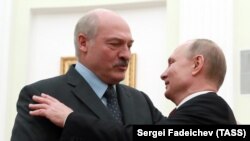 Президент Беларуси Александр Лукашенко и президент России Владимир Путин во время встречи в Кремле. 29 декабря 2018 года