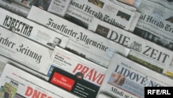 Generic – A photo of International and Russian newspapers, Prague, 19Jun2014