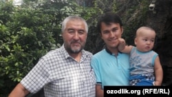 Uzbekistan - Uzbek writer Hurullo Otaxonov and his son Fayzulla Otaxonov