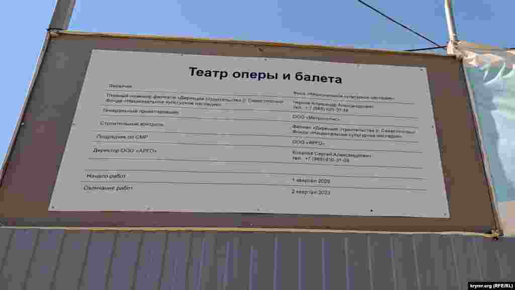 Информационный стенд о строительстве театра оперы и балета