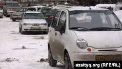 Kazakhstan - The car (daewoo matiz, nexia) made in Uzbekistan. Almaty, 24Feb2014